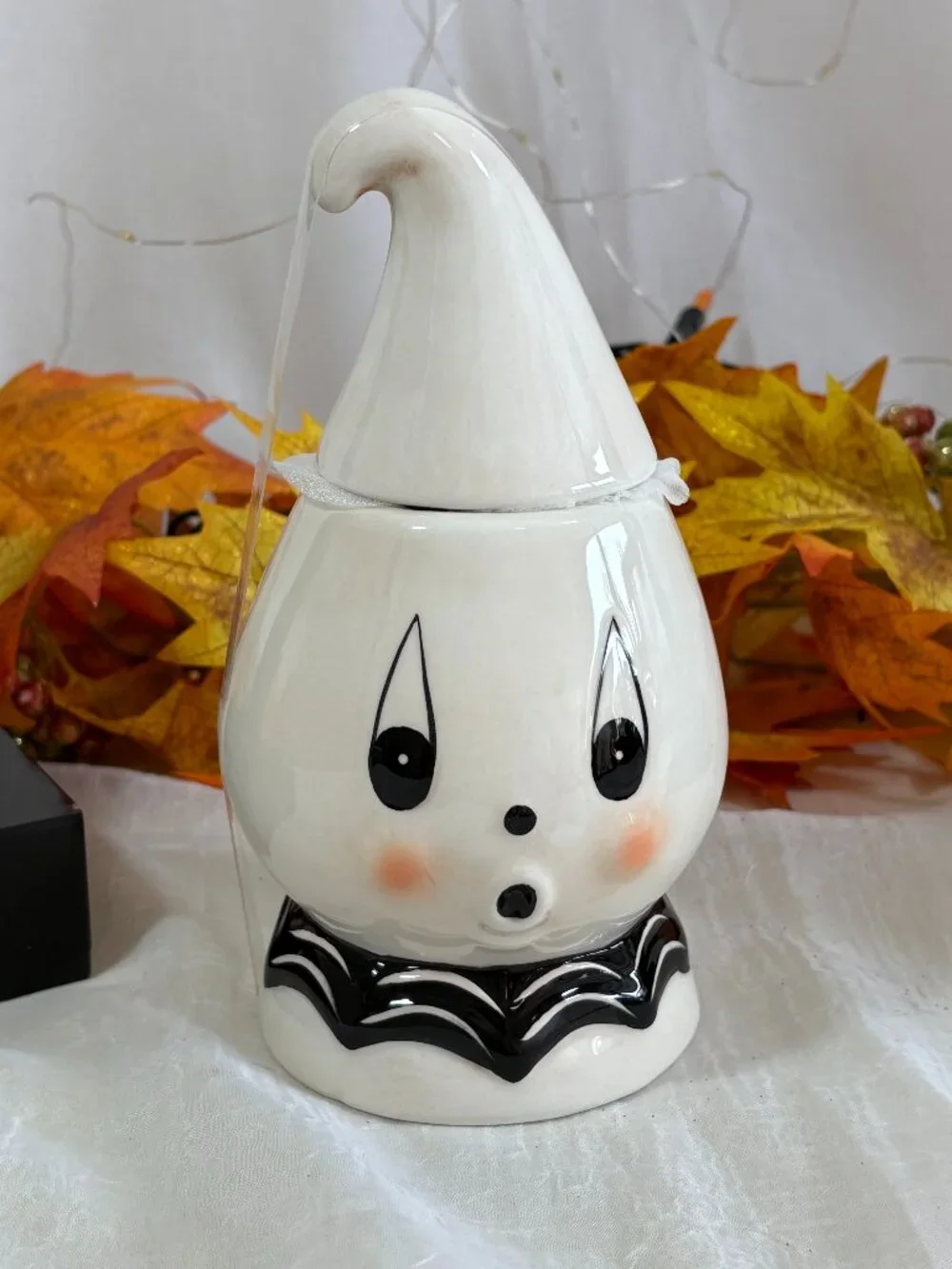 Johanna Parker Mini Ceramic Ghost Candy Treat Jar Canister Halloween NEW